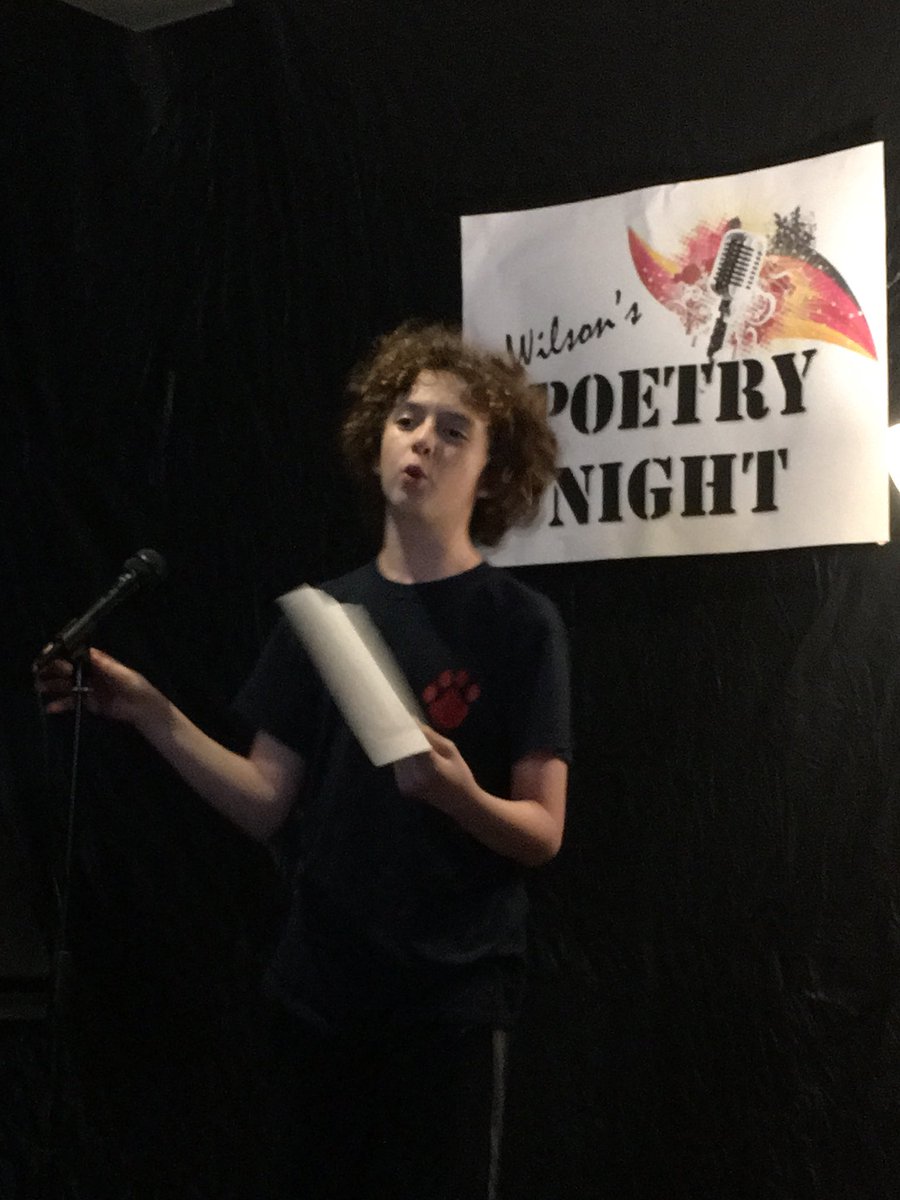 WilsonMSLibrary's tweet image. Honoring and amplifying student voice at Wilson’s Poetry Night.  Thanks to poets Wally B., Dennis Amadeus and Liz Prisley for working with our Poetry Club members throughout the year on their journey to this event. #hubofschool #StudentVoice