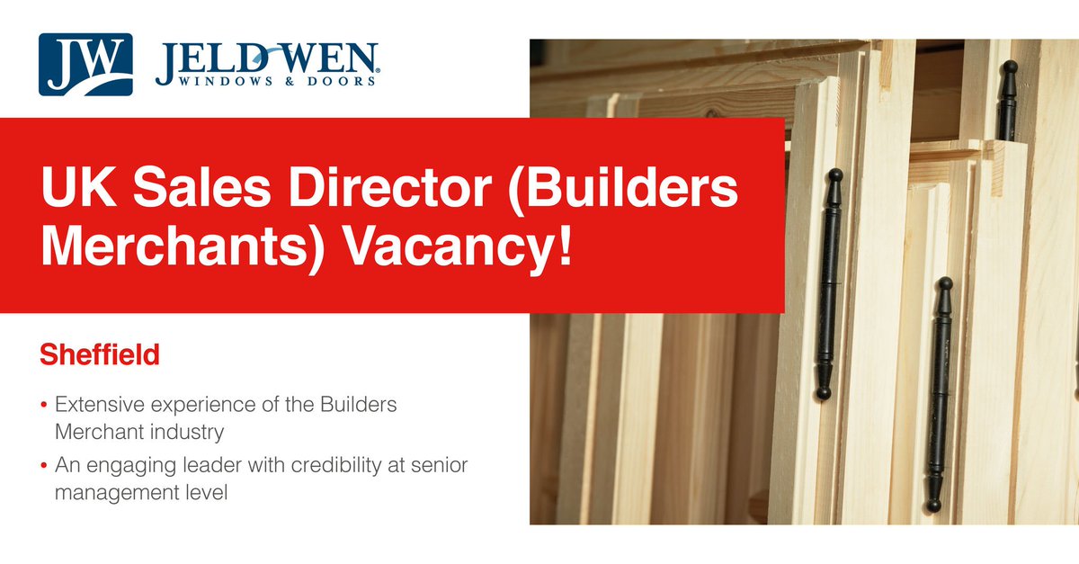 We are working with a global manufacturing business Jeld-Wen to recruit a UK Sales Director. This is a fantastic opportunity for a driven and experienced candidate. Don't miss out, apply now! elevationrecruitmentgroup.com/job-detail/sal… #joboftheday #sales #salesjobs