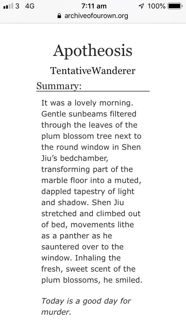 I’m starving for happy   #QiJiu content so I wrote a short piece to feed myself and other hungry people   #SVSSS   #七九   #人渣反派自救系统   #TheScumVillainsSelfSavingSystem  https://archiveofourown.org/works/186...