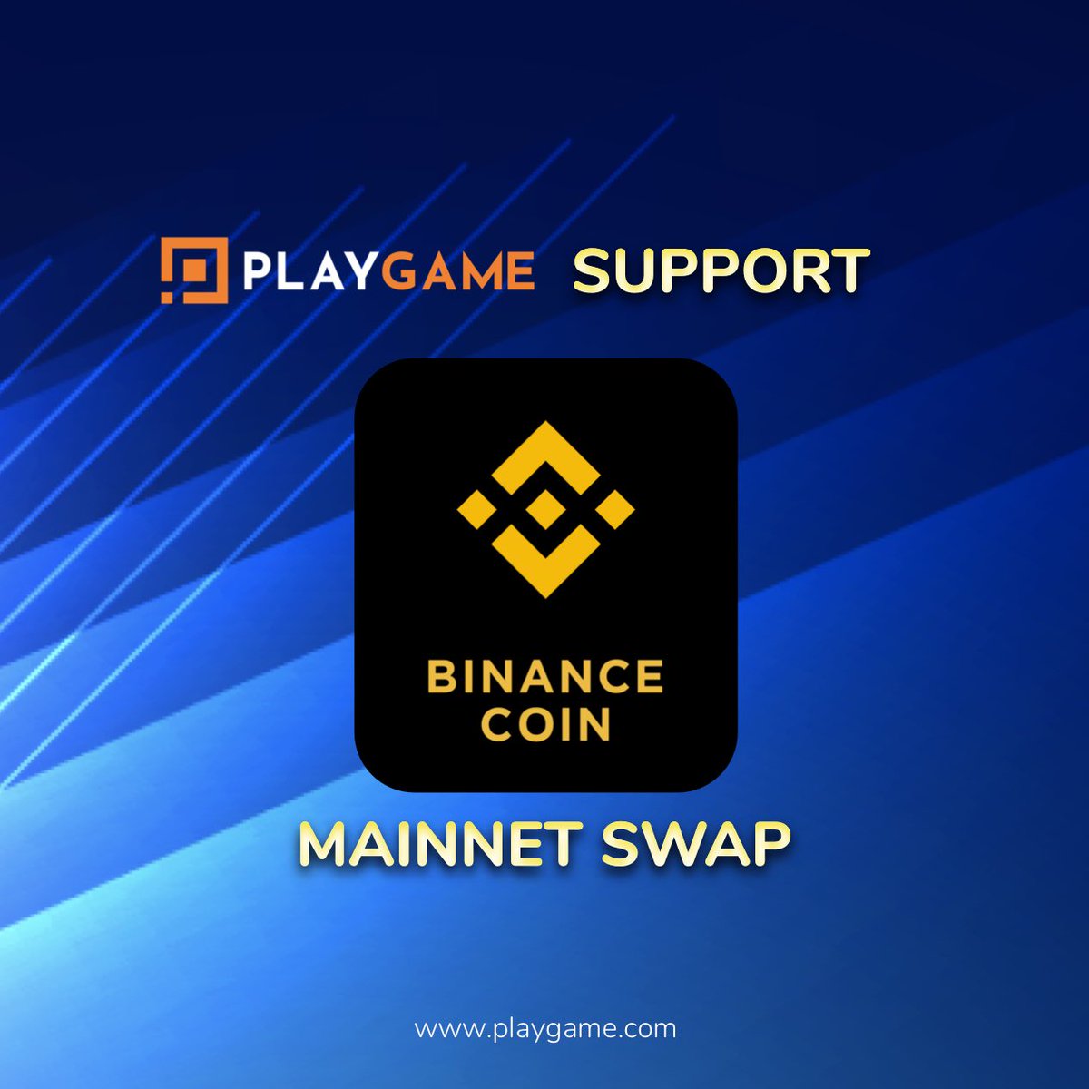 Yay! <a href="/playgame_pxg/">PlayGame Official</a> will support Binance Chain mainnet Swap!
Your $BNB is #safu while we iron out the details for seamless in-wallet swap experience. We will keep you posted, meanwhile #UseBNB #Buidl #PlayGame $PXG cc: <a href="/binance/">Binance</a> <a href="/cz_binance/">CZ 🔶 BNB</a> <a href="/heyibinance/">Yi He</a> <a href="/Teddy_Lin/">Ted Lin</a> <a href="/weizhouBinance/">weizhou</a>
