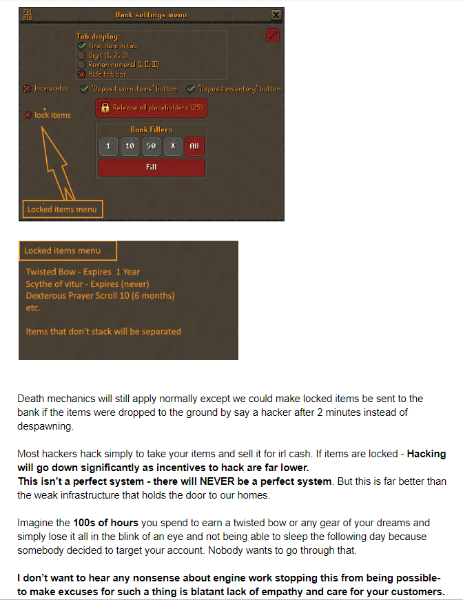 RiceCupRS's tweet image. PLEASE RETWEET AND SHARE THIS SUGGESTION - WE NEED THIS - WE DESERVE THIS. WE PAY TO PLAY. WE SHOULDN’T BE TAKEN FOR GRANTED. JAGEX OWES US TO AT LEAST DO THIS.
Any questions &amp;amp; concern - read this post carefully than tweet below. Thank you guys for reading this.