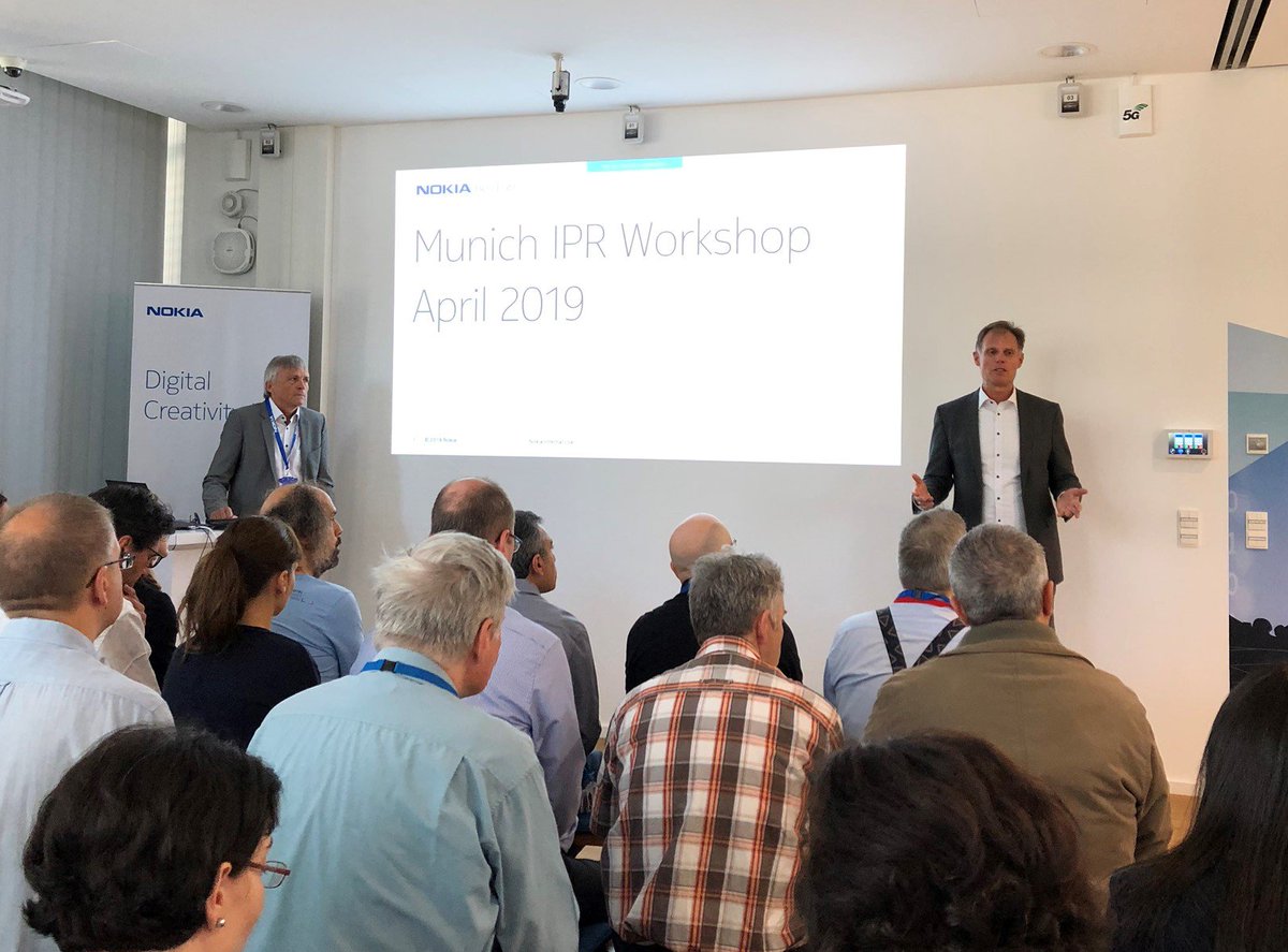gosiagschirr's tweet photo. Our Hans-Jürgen Bill is greeting the international team of #Nokia @BellLabs and Tech innovators at the IPR workshop in Munich #NokiaDCL. At that event numerous outstanding ideas for Nokia’s patent portfolio
for #5G are being discussed and created. #5G, @nokia, @NokiaCareers https://t.co/xcnzVXuc4m