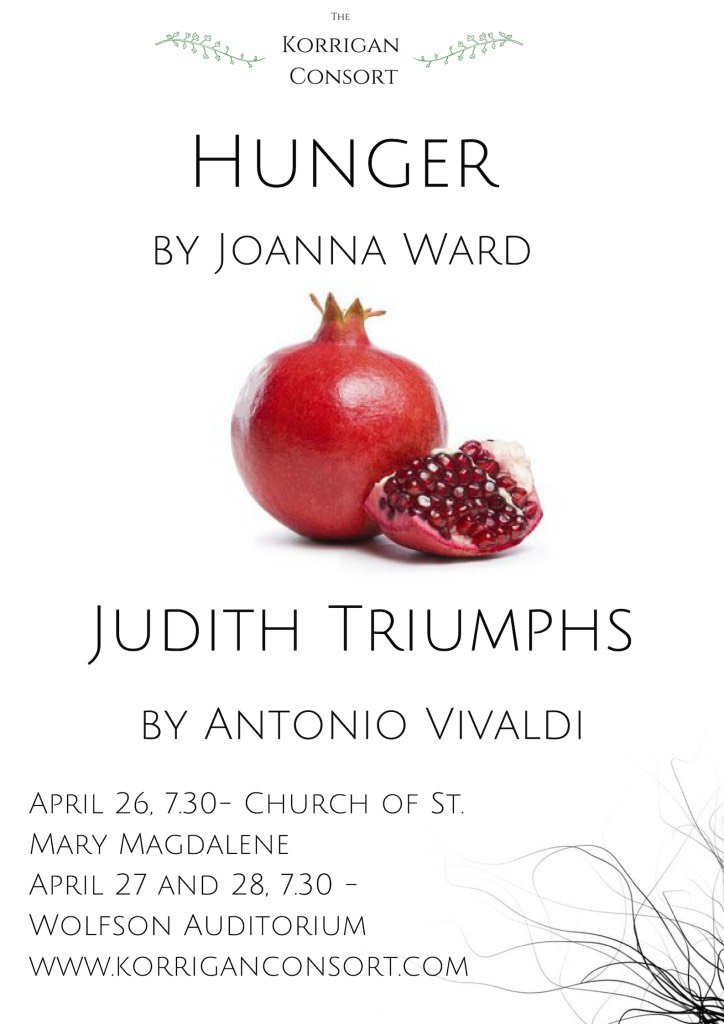 @KorriganConsorts present a spring double-bill, featuring Joanna Ward’s Hunger and Antonio Vivaldi’s Judith Triumphs. More information here: korriganconsort.com/events/