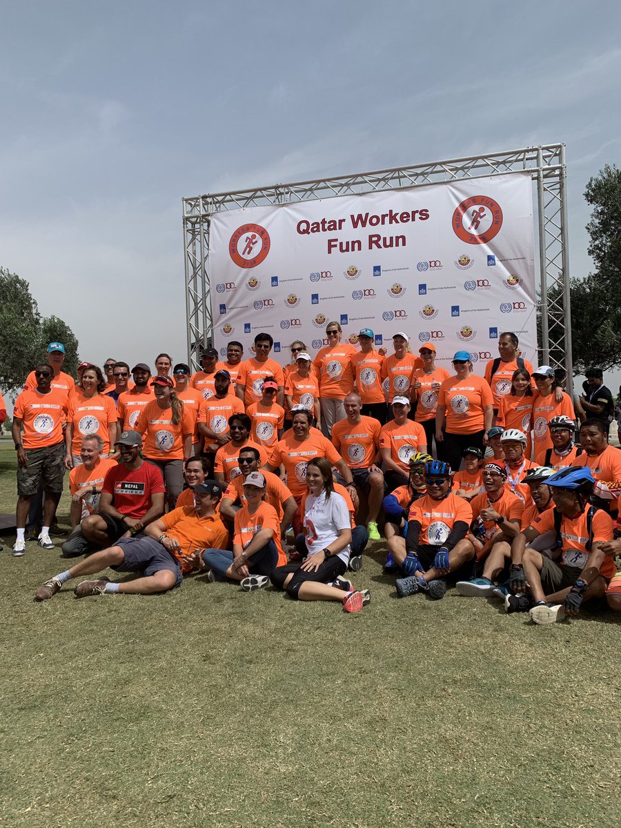 BTahzibLie's tweet photo. Fantastic &amp; so much fun
to run w/ so many workers
&amp; some fellow diplomats 🏃‍♀️🏃🏻
@ 1st 5k #WorkersFunRun !

Great spirit of solidarity!

👏 @ADLSAQa  @ILOQatar  @NLinQatar  @TriClubDoha https://t.co/fEv8m9Cj7g