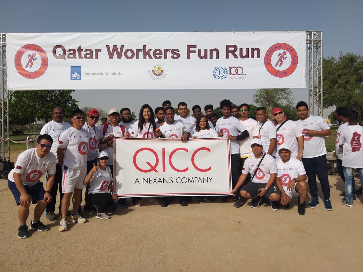 KarimaCHERIFI5's tweet photo. Amazing #WorkersFunRun to celebrate the workers in Qatar! Congratulation to all @QICC_Nexans participants and our 2 winners Enoch and Ebenezer ! Special thanks to @ADLSAQa @NLinQatar @ILOQatar for this great event ! Working conditions : 1st priority in @QICC_Nexans #diversity https://t.co/hsyXp9mYG2