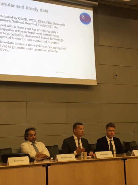 Presenting the ⁦<a href="/OECDtrade/">OECD Trade ➡ Making Trade Work for All</a>⁩ committee the joint project between #Finland and ⁦<a href="/OECD_Stat/">OECD Statistics</a>⁩ on Finnish integration on global value chains with ⁦<a href="/HenriLuomaranta/">Henri Luomaranta</a>⁩ and Nadim Ahmad.