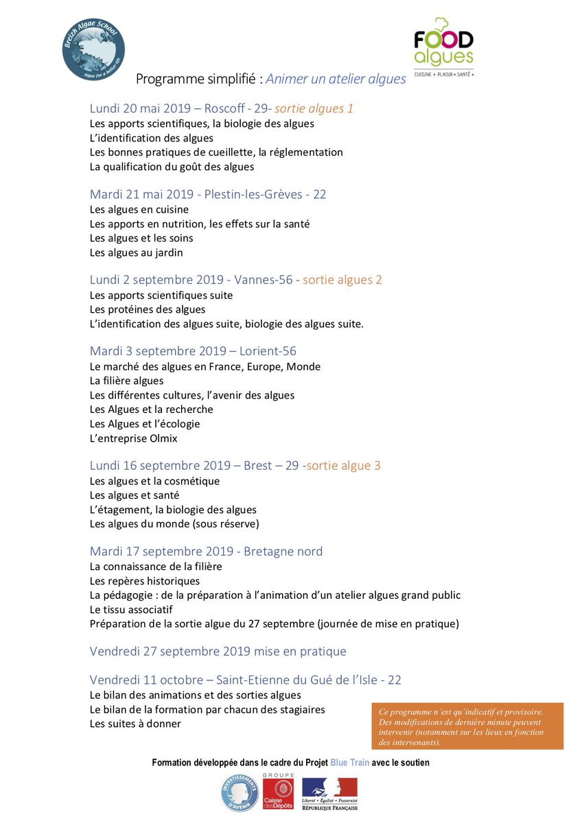 RegineQueva's tweet image. Derniers jours pour postuler à cette nouvelle formation Animation #Algues.