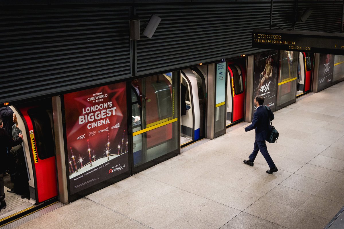 ExterionMediaUK's tweet photo. . @Cineworld have dominated #NorthGreenwhich station! Promoting their largest Cinema in #London
#4DX #StationDomination #O2Arena https://t.co/nJ9QXQBgvd