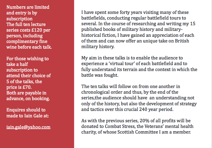 Quatrebras1815's tweet photo. @Eliefayreday Following the success of my military history lectures in Edinburgh, I will be presenting the talks at Elie, Fife, starting in May. Ten talks, one a month, Blenheim to Berlin, the British Army in Northern Europe, 1704-1944. See below. https://t.co/Xmi2KRwamd