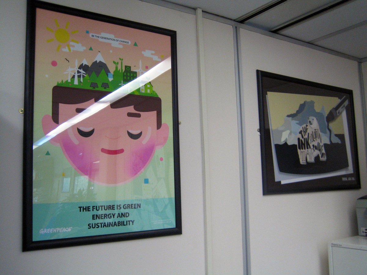 GraphicsHSDC's tweet photo. The #artworks in the  #hsdc Principal's Suite are looking very presentable indeed.😎 Kudos to  #HND #GraphicDesign &amp; #Alevel  students Dylan, Emma, Helen &amp; Shannon. 👍 https://t.co/Fiw2EMLzx0