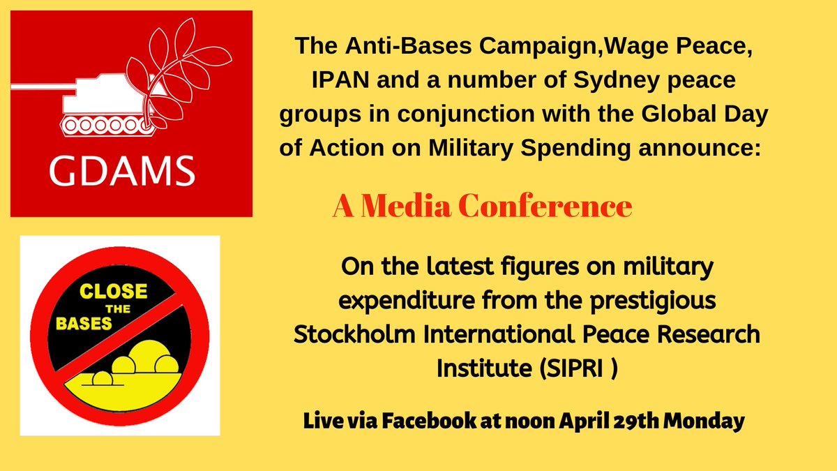 ozantibases's tweet photo. #MoveTheMoney #Demilitarize #GDAMS #GCOMS
#Disarmament #DivestFromWar #WelfareNotWarfare #FundPeaceNotWar #CutMilex
#TakeAction #NoMoney4ArmsDealers #StopArmingSaudi #BuildPeaceNotWalls
check out our event https://t.co/Lfl29Ofuse https://t.co/F5HRm28YP7