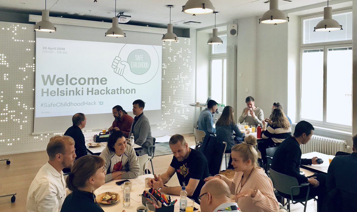 AccentureFI's tweet photo. Teamed up and ready to hack! With the #SafeChildhoodHack we aim to find solutions to the prevention, treatment and mitigation of psychologically and physically harmful experiences occurring during childhood. @fjord @teliafinland @supercell @pelastakaalapse https://t.co/OzlJiyOJFB