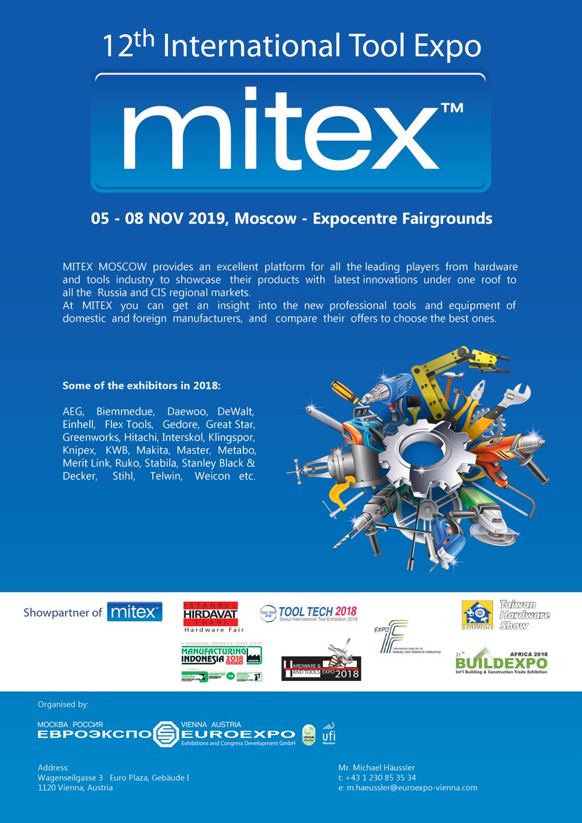 MITEX Moscow 2019 - Your tool to grow into new markets! #MITEX #MITEXsections #Euroexpo #Moscow #HardwareTools #Russia