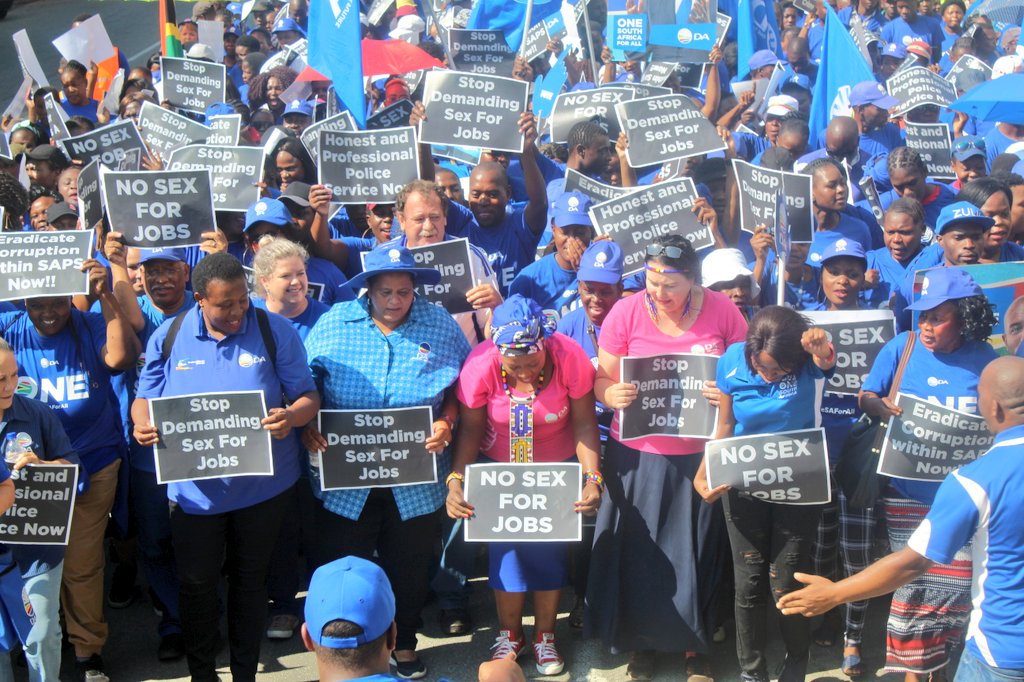 DA_Mpumalanga's tweet photo. #SitholeForPremier #FairAccessToJobs march led by Jane Sithole &amp; Refiloe Nt'sekhe @RefiloeNtsekhe in Mbombela! #NoSexForJobs in our province! We are fed up! #VoteDA2019 for total change #OneSouthAfricaForAll @moloisrj @bosmangrobler https://t.co/8O6yia4sZz