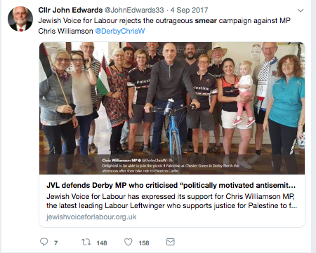 This Lab councillor defends MP Chris Williamson after he was suspended for antisemitism.