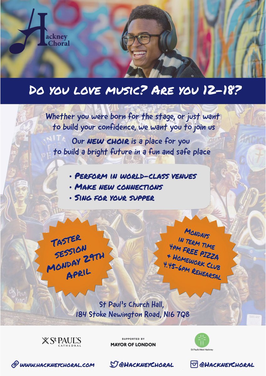 @stpaulswesthackney (@stpaulswesthack) on Twitter photo Do you love music? Are you 12-18? Do you know anyone who is? Then come along to <a href="/stpaulswesthack/">@stpaulswesthackney</a> for a 'Taster Day' for our new choir run by <a href="/hackneychoral/">Hackney Choral</a> . Pizza and homework club from 4pm followed by rehearsal from 4:45-6pm. Come and see! Do you love music? Are you 12-18? Do you know anyone who is? Then come along to <a href="/stpaulswesthack/">@stpaulswesthackney</a> for a 'Taster Day' for our new choir run by <a href="/hackneychoral/">Hackney Choral</a> . Pizza and homework club from 4pm followed by rehearsal from 4:45-6pm. Come and see!