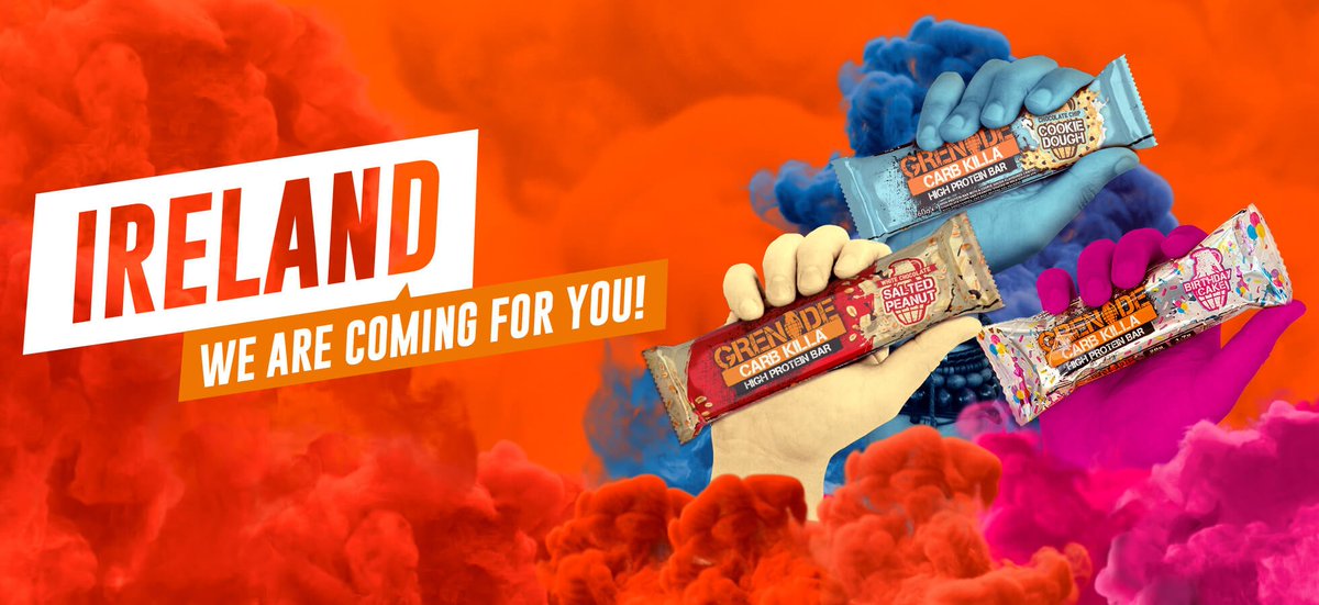 grenadeofficial's tweet photo. As part of our mission to transform healthier snacking, weโre stopping off in Ireland โ๏ธ to spread the word on our delicious high protein, low sugar snacking range! ๐ซ Get the lowdown here: https://t.co/0RsCDtrni0
#Grenade #Ireland #SnackingRevolution https://t.co/SNyUYthGue