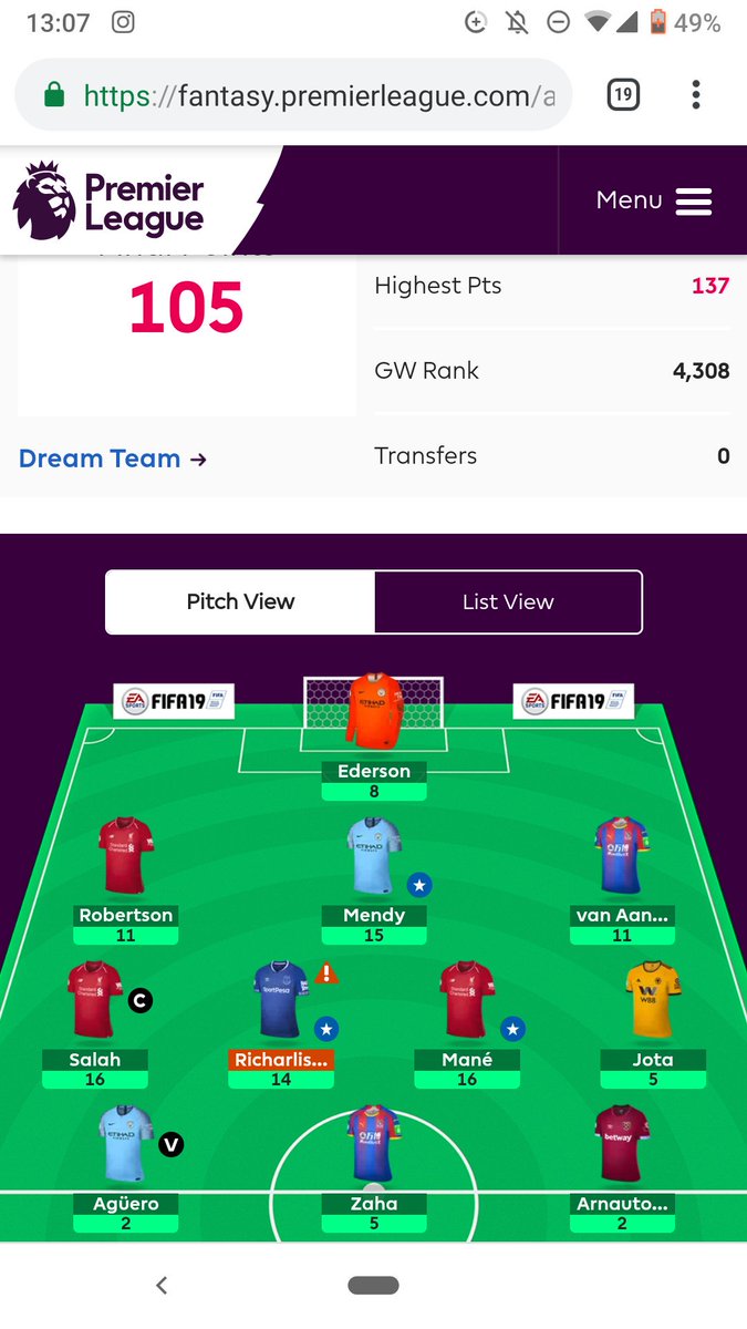 fplmaths's tweet photo. @OfficialFPL Great start. Only Robbi, mane and aguero remain. Salah out before the dgw https://t.co/zQWhpkmwWz