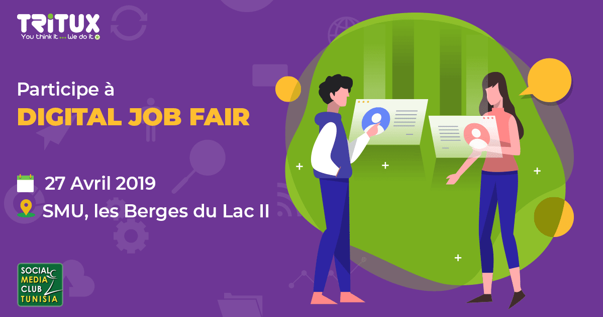 TrituxGrp's tweet photo. Rejoignez-nous pour la deuxième édition du Digital Job Fair, le salon de recrutement dédié aux nouveaux métiers du Digital 💻💼👩👨
Nous vous attendons nombreux !
@socialmediaclub
#Tritux #SMCTunisia #DJF #Salon #Emploi #TIC #recrutement #technology #Digital https://t.co/TaCA4WjEID