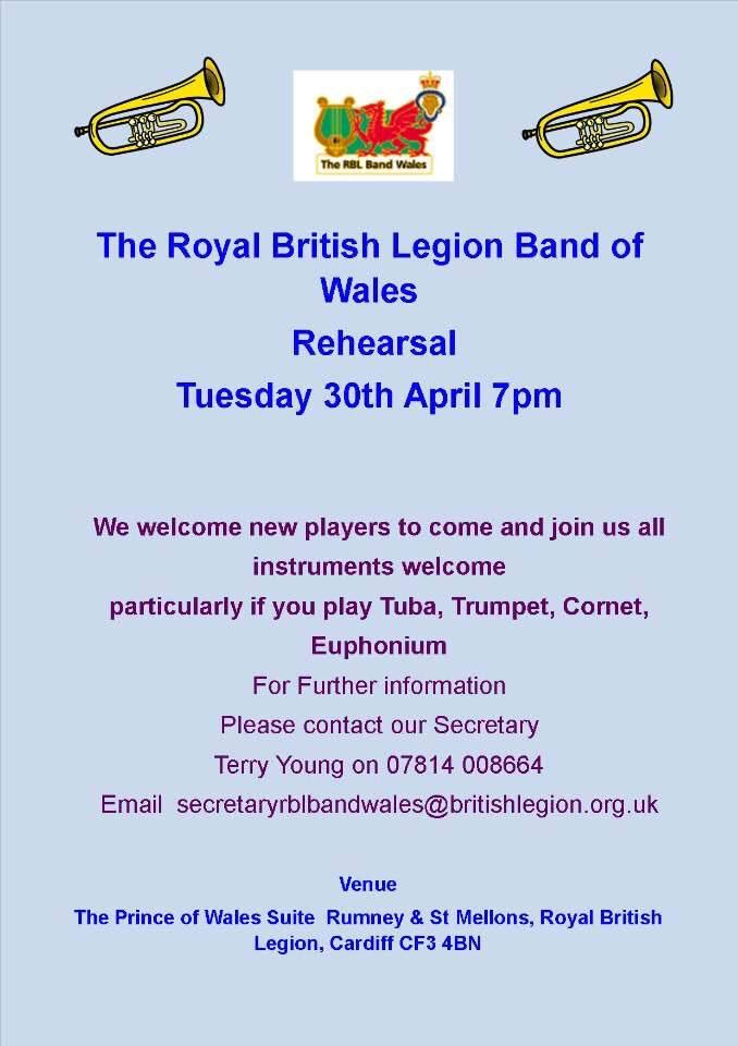 Open invitation to all musicians to come and join us @Sionrhysjones1 <a href="/WelshTrumpeter/">welshtrumpeter</a> <a href="/MusicSJHS/">St Joseph's Music Department</a> <a href="/CentralBand/">Central Band RBL</a> <a href="/BethLinton1/">Beth Linton</a> <a href="/Simonglint/">Simon Glyn Linton</a> <a href="/morgaXjones/">Morgan Jones</a> <a href="/RWCMD/">Royal Welsh College of Music & Drama</a> <a href="/mummyonwheels/">Rhian Gregory</a> <a href="/SGMC_GwentMusic/">South Gwent Music</a>  <a href="/RoyalWelshBand/">Royal Welsh Band</a> @Cerdd_STJ <a href="/PontypoolPoppy/">Angela Jones</a> <a href="/NewportBorough/">Newport Borough Brass Band</a> <a href="/Cazza81/">Caroline Smith</a> @