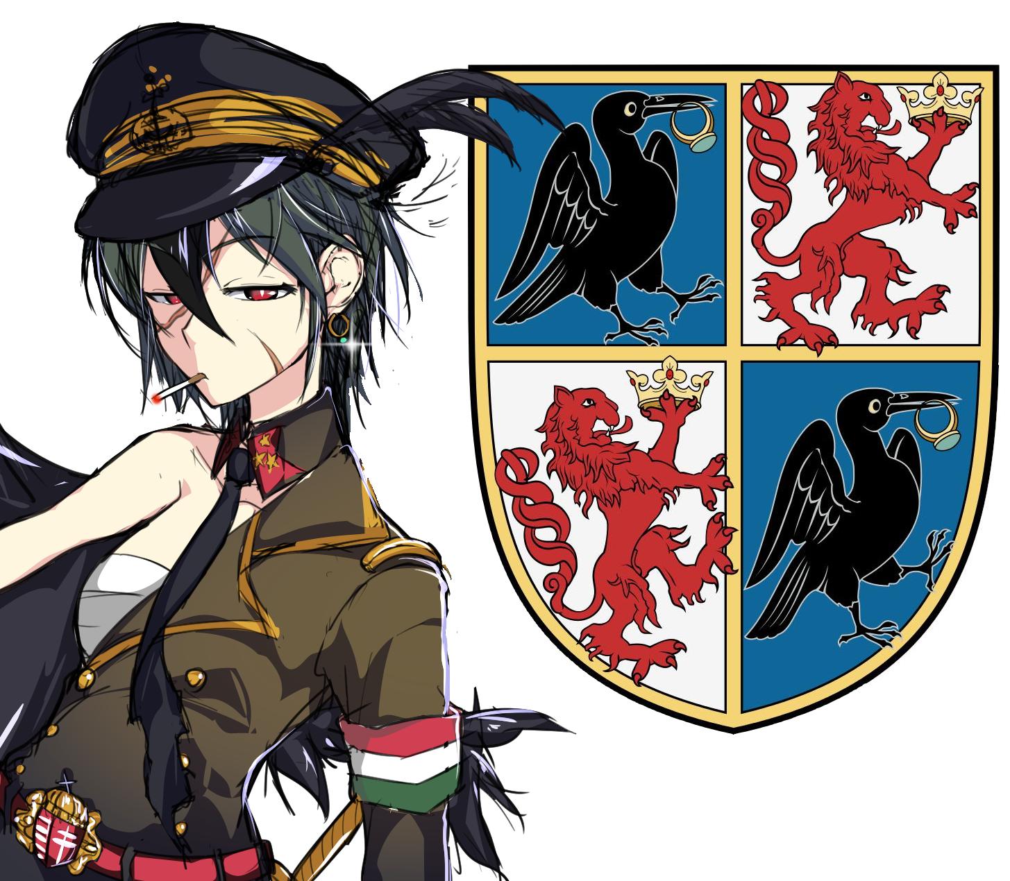 龍トウ お絵描きマン 改革中 中世の時代に最盛期を築いたハンガリー王国 わずか1代でその血が失われたマーチャーシュ1世のフニャディ家の紋章に描かれた指輪とカラスをモデルにしました ハンガリー王でありボヘミア王でもあり正義王の異名を持っていた名