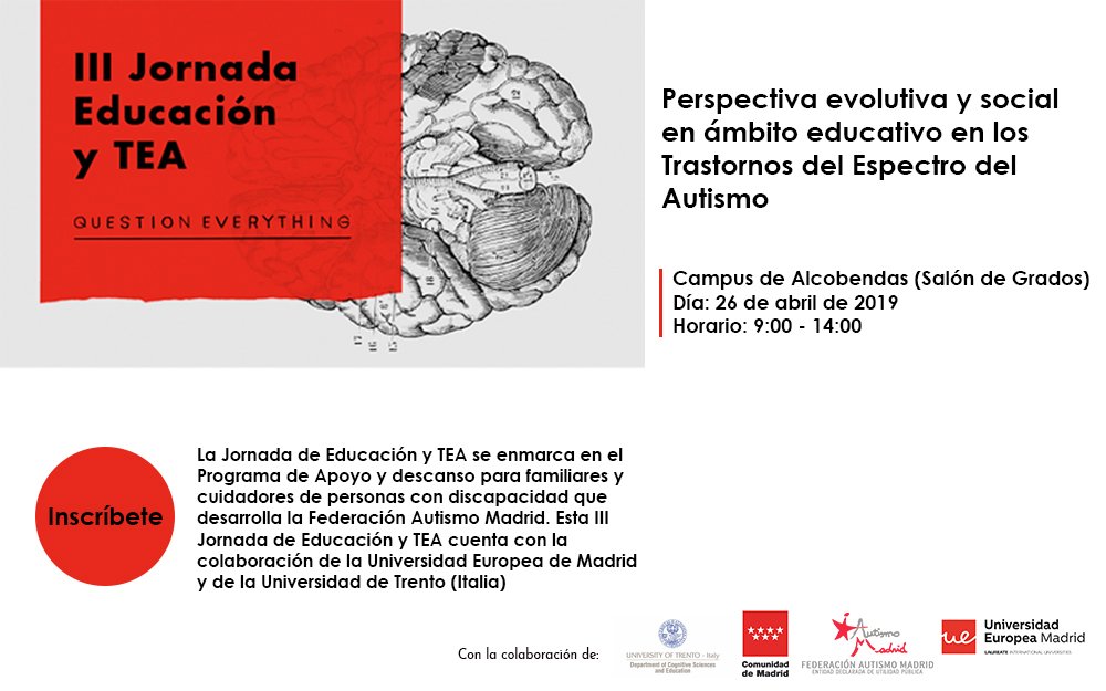 Abascool_'s tweet photo. En estos momentos se está celebrando la III Jornada #EducaciónyTEA2019 en la @UEuropea. Sigue el hashtag del evento para conocer todos los detalles e intervenciones de la jornada. 

@AutismoMadrid #autismo #abascool #autism #ASD #TEA https://t.co/w1Wa7YGAAw
