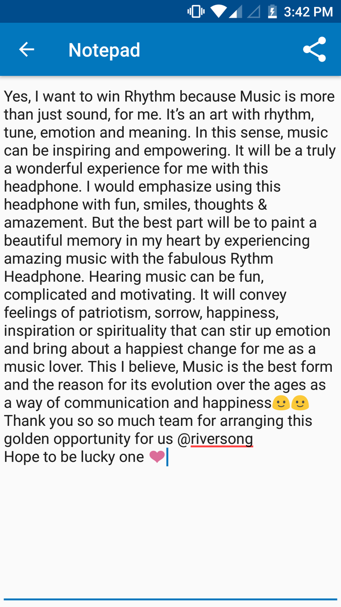 RasikaDifferent's tweet photo. @riversongindia This I believe, Music is the best form and the reason for its evolution over the ages as a way of communication and happiness🙂🙂
Thank you so so much team for arranging this golden opportunity for us @riversongindia
Hope to be lucky one ❤
#RiverSong #RhythmL https://t.co/O2wcc1zbkW