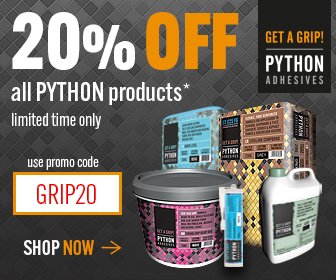 pythonadhesives's tweet image. Need some Adhesive? Grout? Sealant? Our 20% off promotion ends soon. You have until the end of the month to get 20% off our complete product range. 
More info here: pythonadhesives.co.uk/python-promo
#tiling #getagrip #building #offer
