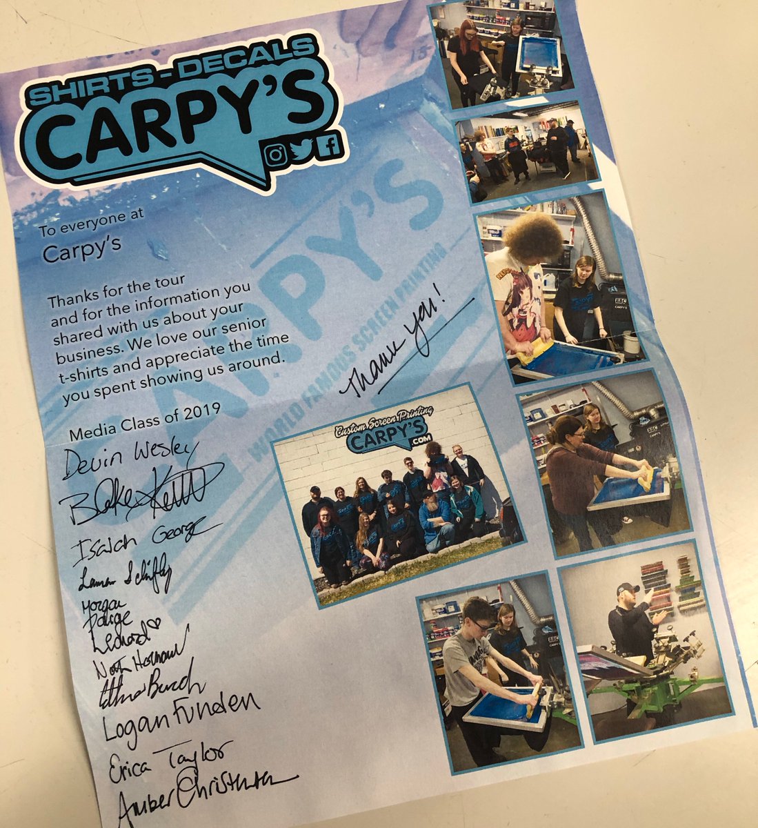 carpys_co's tweet photo. Thanks Media!
#carpys #classtour #mediacommunications #graphicdesign https://t.co/4SLmWZIdva