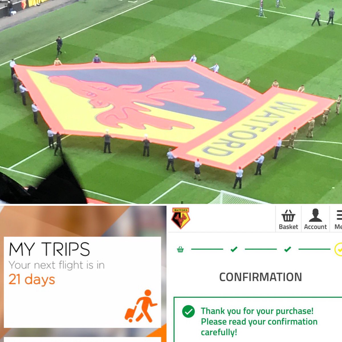 angela_flack's tweet photo. It’s actually happening 😰💛⚽️🛫@WatfordFC #FACupFinal #Wembley https://t.co/nJfoc9eftS