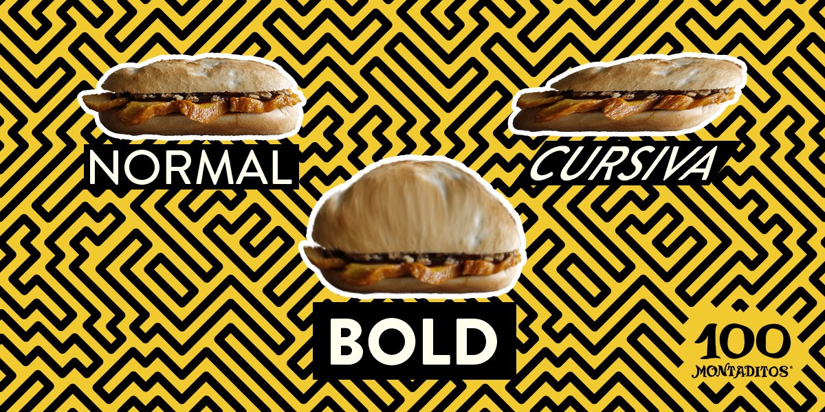 100montaditos's tweet photo. Hoy vas a salir del #100Mon muy BOLD 😉 #DíaDelDiseñoGráfico https://t.co/dcP7RA5fpb