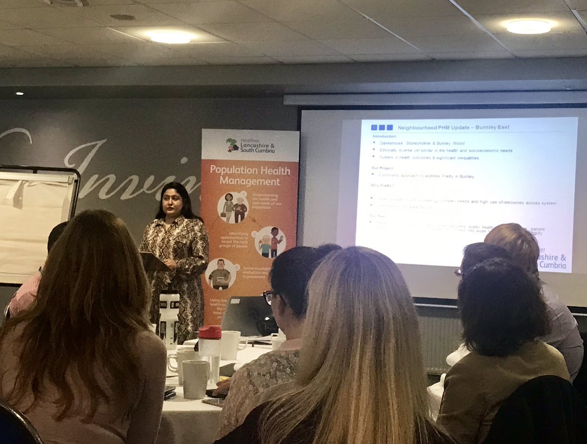 PillingMichelle's tweet photo. @NaheedYasara presenting the @EastLancsCCG Population Health Management journey #HLSCPopHealth describing the joy of how PCNs & clinical leadership is driving new ways of working to provide #PersonalisedCare #PCWeek19 https://t.co/spHRzweXRA