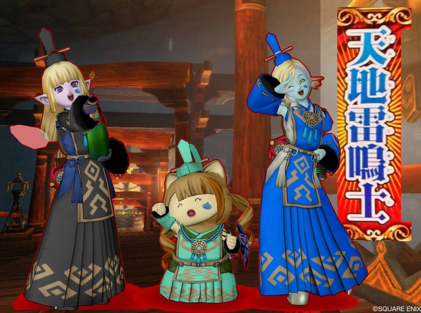 ルッシー Dqx Dq10 ドラクエ10 天地雷鳴士 サブ垢の３キャラ娘達で天地を育成するモチベを上げる為 職業装備を染色してみました なかなか気に入ってます T Co Zabghrziiv Twitter