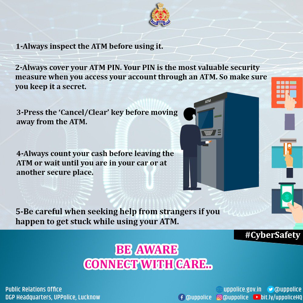 Uppolice's tweet image. Follow these simple steps to avoid being victim of #cyber fraud.
#CyberSafety
#becyberwise
#UPPolice