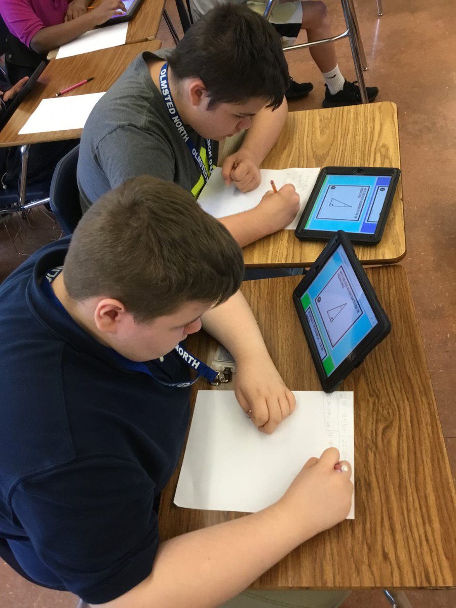 JCPSTechEA's tweet image. Using our @dpvils iPads to respond to challenges in an interactive card sort. Ss in @MsHardinRiley's class worked together to determine missing angle measurements of various triangles. @OlmstedNorth #Mathtech #FindYourTrueNorth