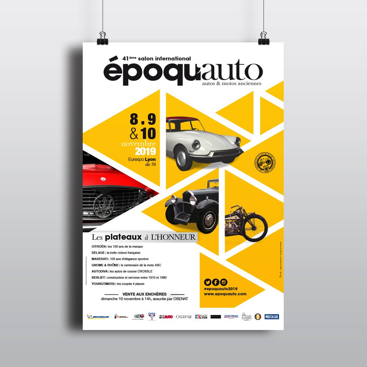 Salon_EpoquAuto's tweet photo. #epoquauto2019 la voici la voilà, l'affiche de l'édition 2019 et ses 12.000m2 d'expo en plus ! #maserati #citroen #delage #oldcars #vintage #affiche https://t.co/oyX1d8g0pw