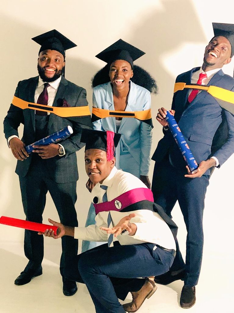 Wasn't easy but we made it... 👨🏿‍🎓👩🏾‍🎓👨🏿‍🎓👨🏿‍🎓 including the only and only Dr. 3peat 🔥🔥🔥⏳
#NUSTGraduations2019 #ClassOf2019