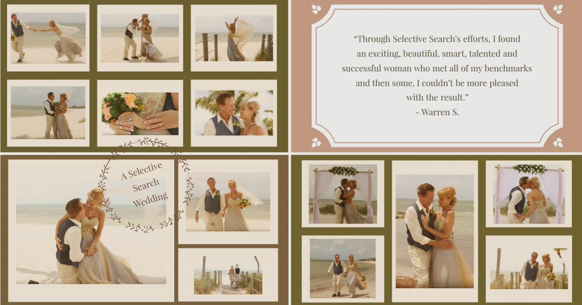 BarbieAdler's tweet photo. "Through Selective Search's efforts, I found an exciting, beautiful, smart, talented and successful woman who met all of my benchmarks and then some. I couldn't be more pleased with the result." - Warren S.  #love #loveyourself #lovewhatyoudo #success #outsourcing #wedding https://t.co/Kg66araQ4z