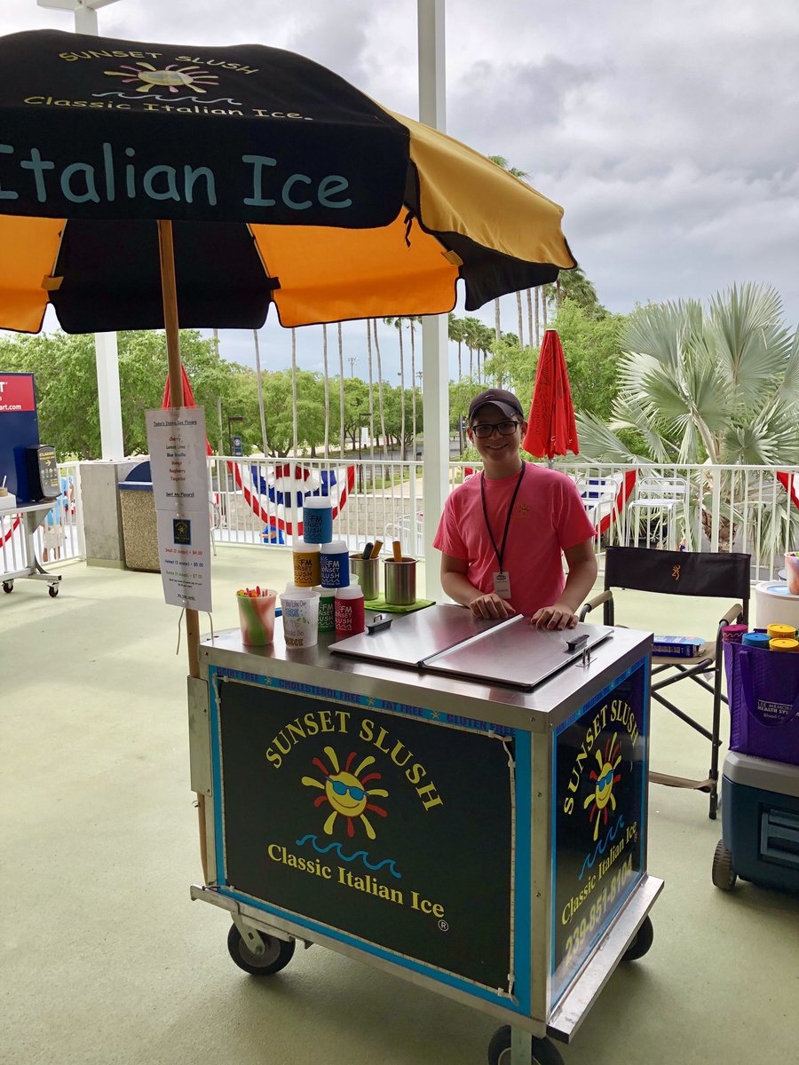 FmSlush's tweet photo. @MiracleBaseball fans - it looks like a perfect weekend for baseball and Sunset Slush Classic Italian ice! Our flavors this weekend will be Cherry, Cotton Candy, Mango, Blue Raspberry, Lemon Lime and Lemon. Look for our umbrella and try the best Italian ice you’ve ever had! https://t.co/W8tcRdpgpS