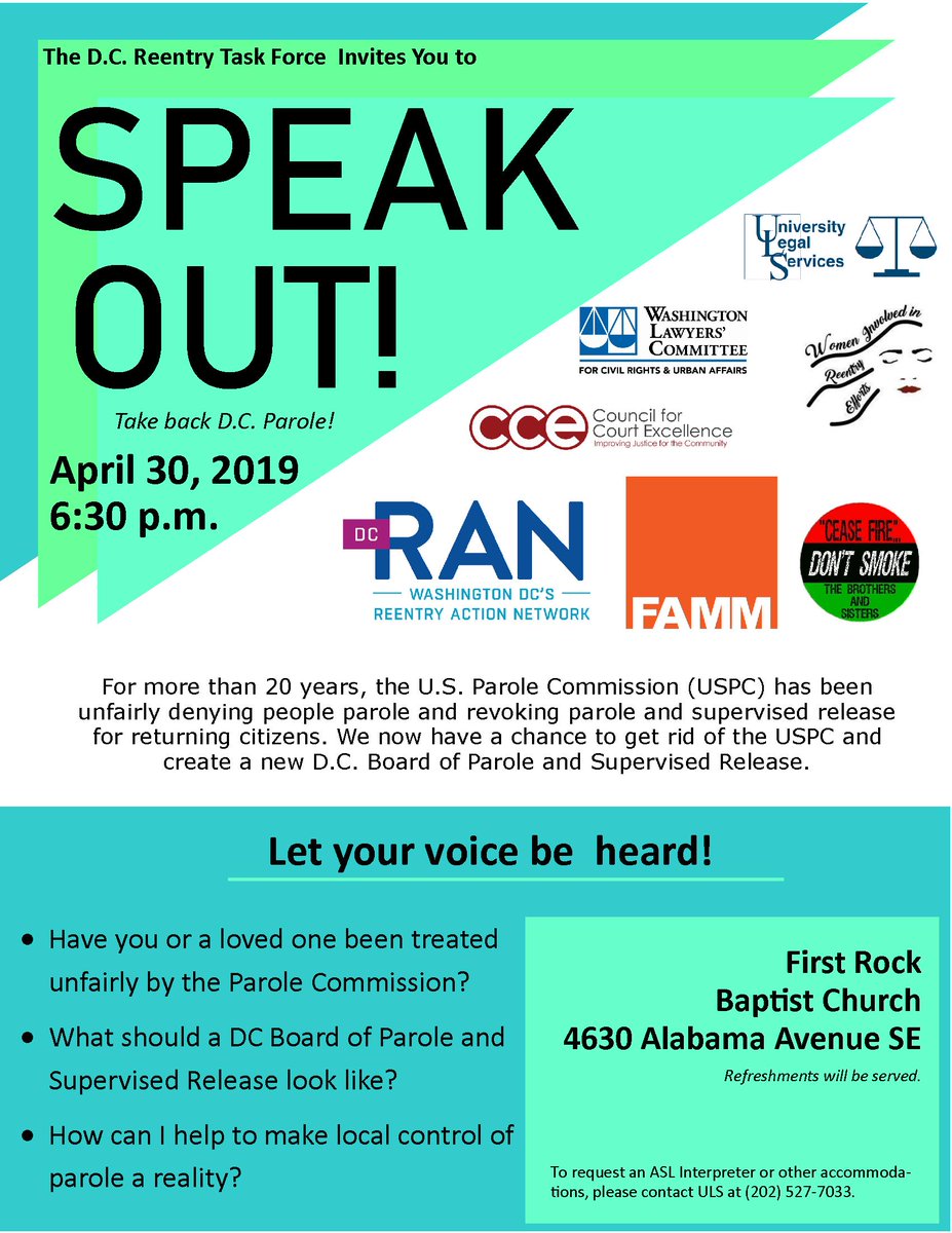 FAMMFoundation's tweet photo. Did you know D.C. is the only 'state' that doesn't have a local parole board? That means the U.S. Sentencing Commission has sole authority for granting parole to District residents.
Join us on Tuesday, April 30 for a discussion on how we can restore #LocalControlofDCParole. https://t.co/8q1xt2Ktu1