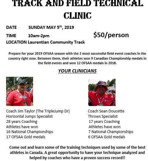 Track and Field Technical Clinic for throwers and Jumpers Sunday May 5 in Sudbury. Register before May 1 at taylormadeathletics.weebly.com <a href="/sdssaa1/">SDSSAA</a> <a href="/loellenpark/">Lo-Ellen Park SS</a> <a href="/LockerbySports/">Lockerby Sports</a> <a href="/LAAupdates/">Lockerby Athletics</a>