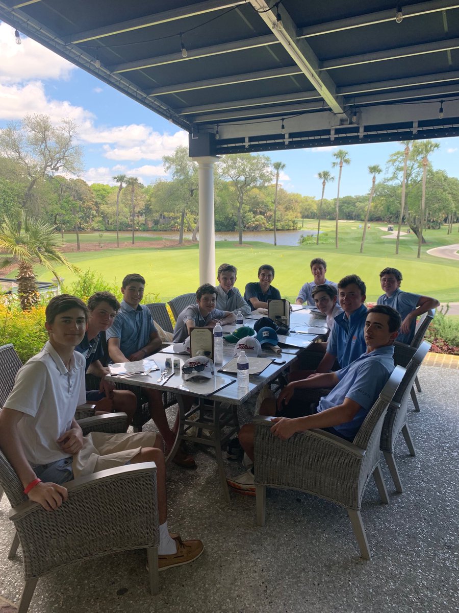After 108 holes, a well-deserved lunch on the patio.