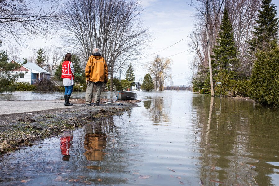 Red Cross teams are providing support to people affected by flooding in New Brunswick, Quebec and Ontario.