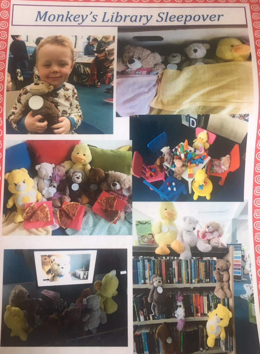 eclowry's tweet photo. Monkey just got home from his first sleepover at @MeathLibrary. Bet he'll sleep tonight after his antics last night! #lovenavan #lovelocallibraries https://t.co/1vJrGWNGF1