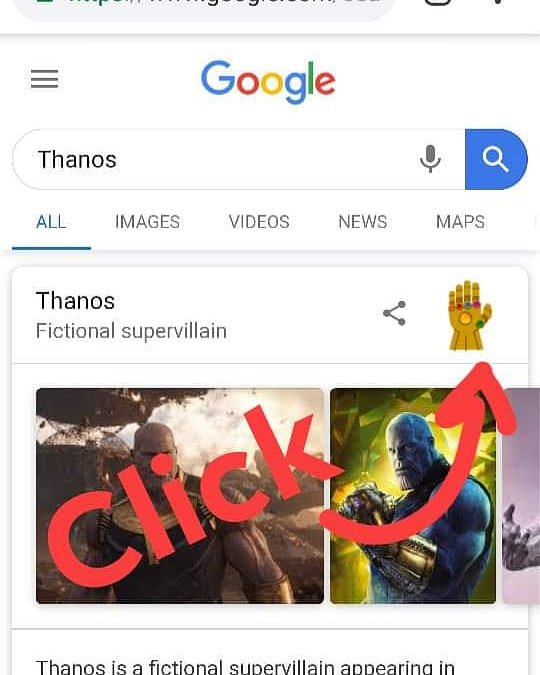 ahmednaguib's tweet photo. Avengers fans: Go on https://t.co/7keK9mInay, search for "Thanos" and click on the gauntlet and check what happens ;) #Google #Avengers #Marvel https://t.co/JOGiO8Qrn1