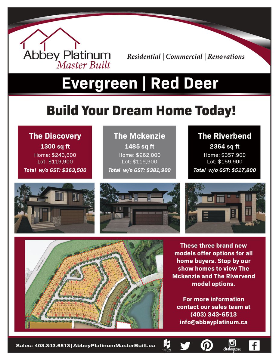 AbbeyPlatinum's tweet photo. Check out our Mackenzie and Riverbend models today @LiveInEvergreen! 🌲

🏡32 &amp; 236 Ellington Crescent

⏰ Wed-Sun 1:00-5:00pm

#myAbbeyPlatinum #Evergreen #RedDeer https://t.co/DpKa3rCPYN