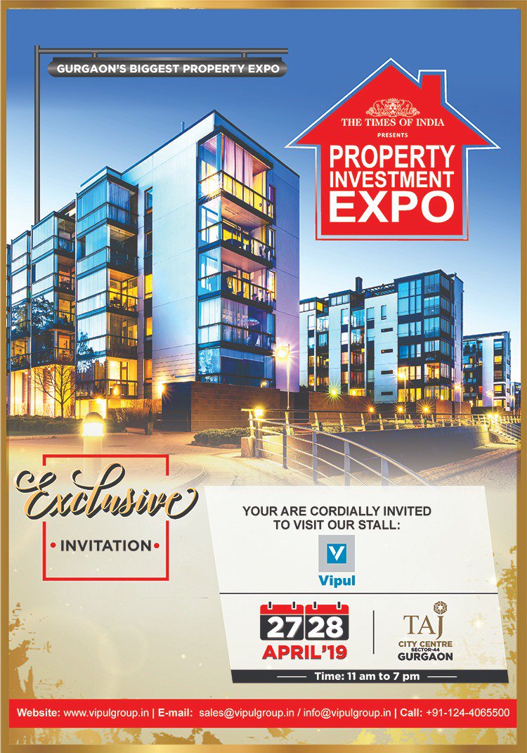 Your search for a perfect home will end here! Find all the details about residential &amp; commercial projects in Delhi/Gurugram/Noida at Property Investment Expo 2019 at Taj City Center, Gurugram on 27 &amp; 28th April

#vipulgroup #propertyexpo #tajhotel #residentialproperty