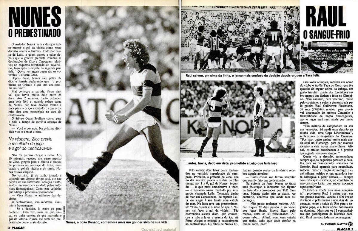 flahistoria's tweet photo. Abril 1982 #flahistoria 🏆🔴⚫
[🗞 Revista Placar | no. 623]

- Nunes: O Predestinado
- Raul: O sangue-frio

#GRExFLA #Br82 https://t.co/hwADhFSZ07
