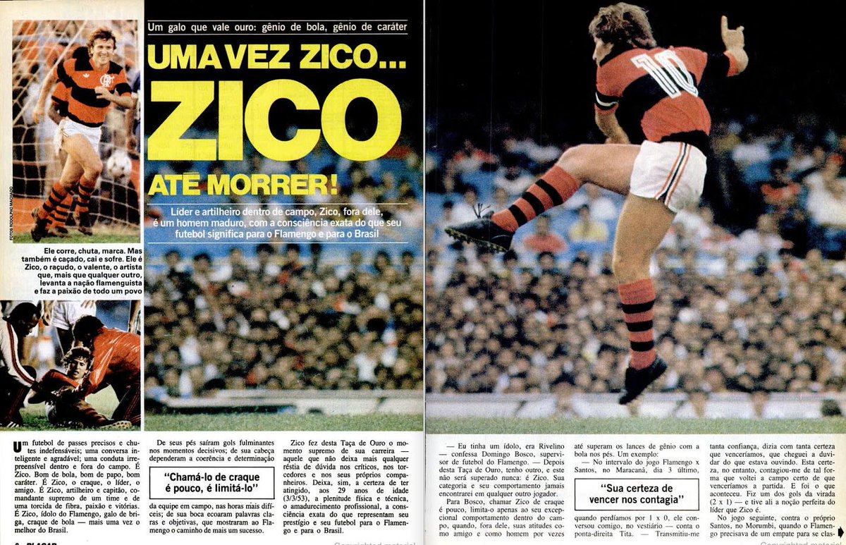 flahistoria's tweet photo. Abril 1982 #flahistoria 🏆🔴⚫
[🗞 Revista Placar | no. 623]

Uma vez Zico... @Galinho1953 até morrer!

#GRExFLA #Br82 https://t.co/65jZKYNyDV