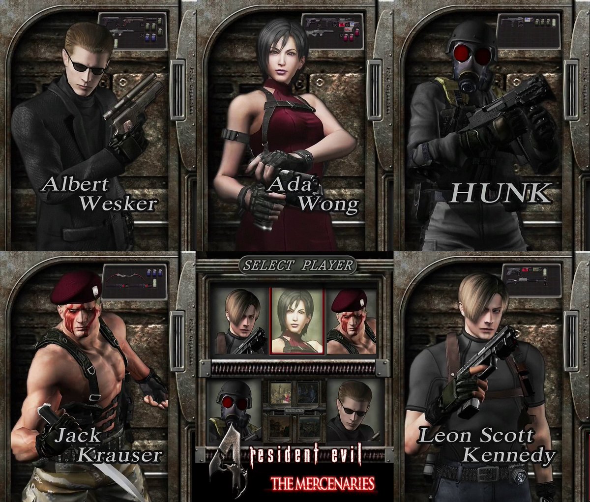 Ada Wong on X: Resident Evil 4: The Mercenaries Albert Wesker Ada Wong  HUNK Jack Krauser Leon Scott Kennedy  / X